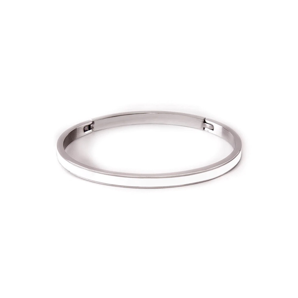 B.Tiff "The Hamptons" White Enamel Stainless Steel Bangle Bracelet